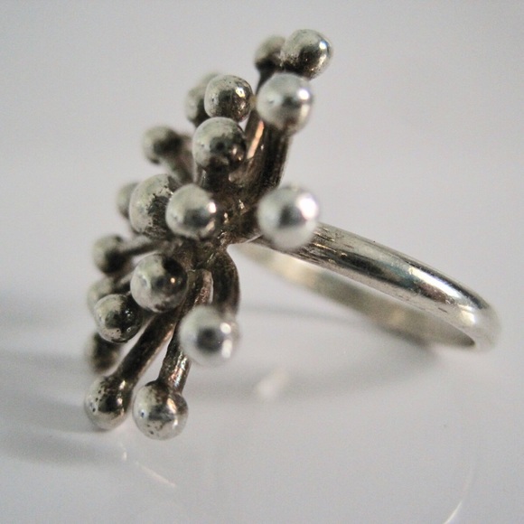 Vintage Sterling Silver Starburst Ring Size 6 - Picture 5 of 8